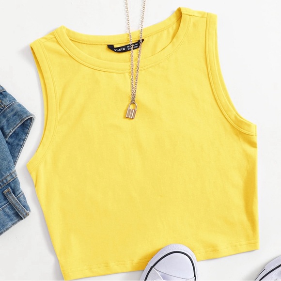 NWT yellow cropped tank top - Picture 1 of 8